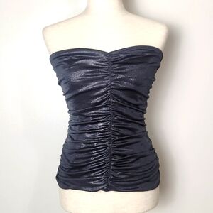 Express Ruched Tube Cocktail Metallic Top